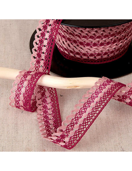 20mm scalloped lace - Bordeaux, old pink