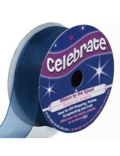 Celebrate navy blue organza ribbon - 20 mm x 5 m