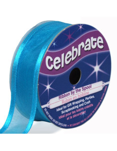 Celebrate turquoise blue organza ribbon - 20 mm x 4 m