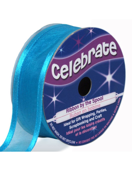 Celebrate turquoise blue organza ribbon - 20 mm x 4 m