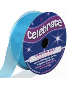 Celebrate Lagoon Blue Organza Ribbon - 20 mm x 5 m