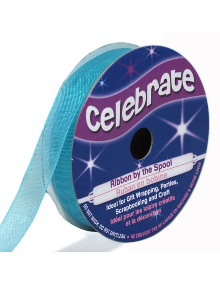 Celebrate turquoise blue organza ribbon - 9 mm x 8 m