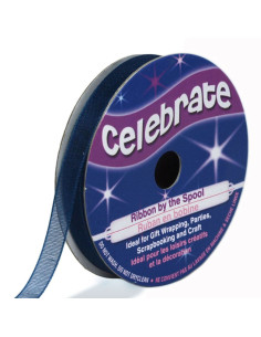 Celebrate navy blue organza ribbon - 6 mm x 8 m
