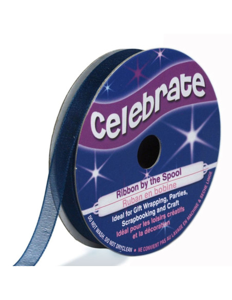 Celebrate navy blue organza ribbon - 6 mm x 8 m