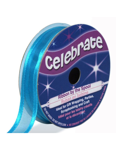 Celebrate turquoise blue organza ribbon - 12 mm x 5 m
