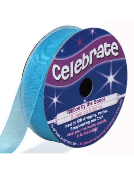 Celebrate Lagoon Blue Organza Ribbon - 12 mm x 6 m