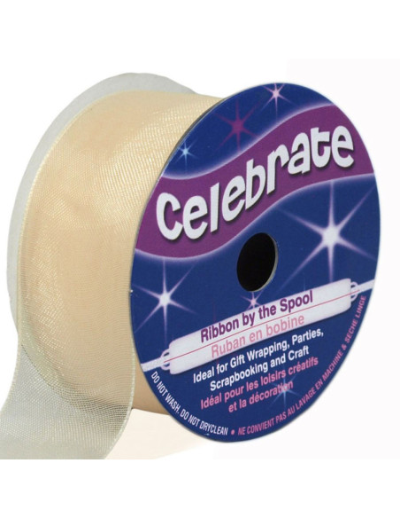Celebrate ivory organza ribbon - 25 mm x 5 m