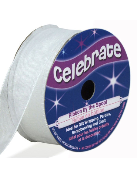 Celebrate white organza ribbon - 20 mm x 5 m