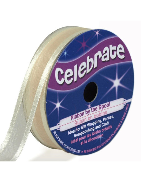 Celebrate ivory organza ribbon - 12 mm x 5 m