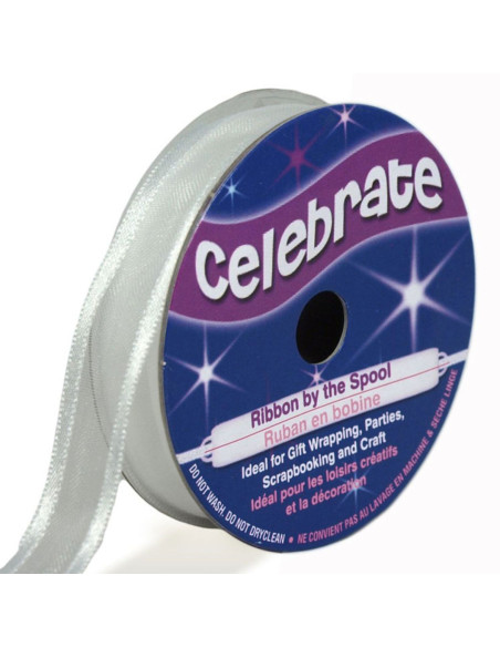 Celebrate white organza ribbon - 12 mm x 5 m