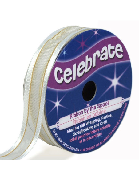 Celebrate white organza ribbon - 12 mm x 5 m