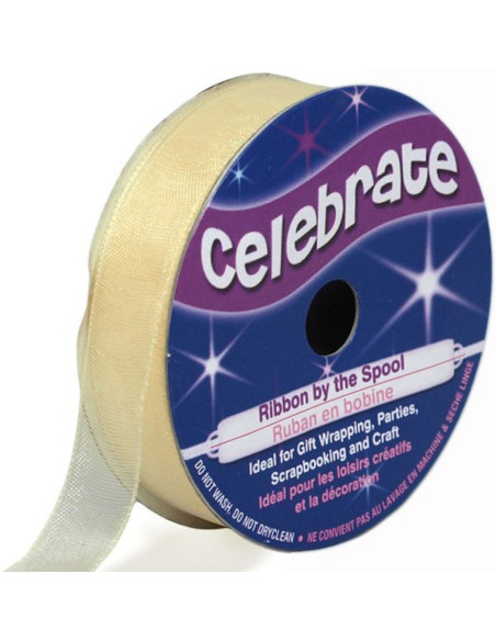 Celebrate ivory organza ribbon - 12 mm x 6 m