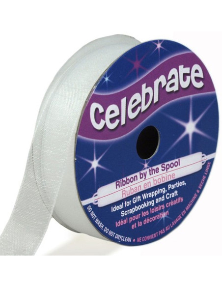 Celebrate white organza ribbon - 12 mm x 6 m
