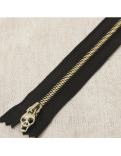 Satin metal lurex skull closure - Gold