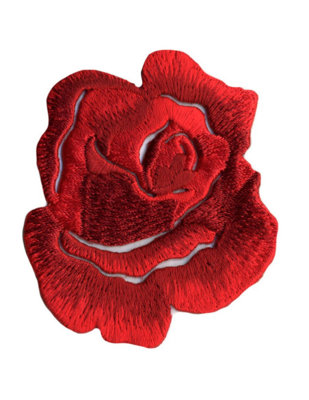 Large iron-on patch, big rose - Red