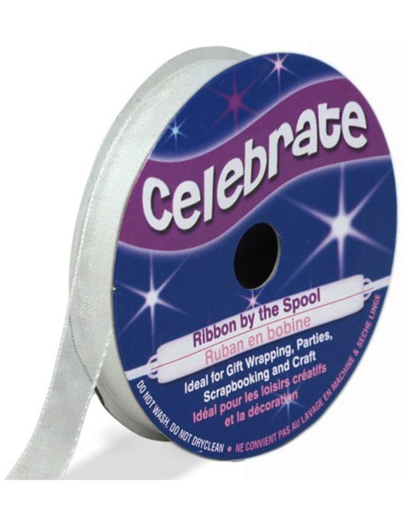Celebrate white organza ribbon - 6 mm x 8 m