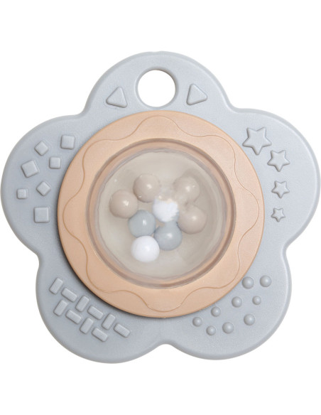 Baby teething ring rattle - Gray