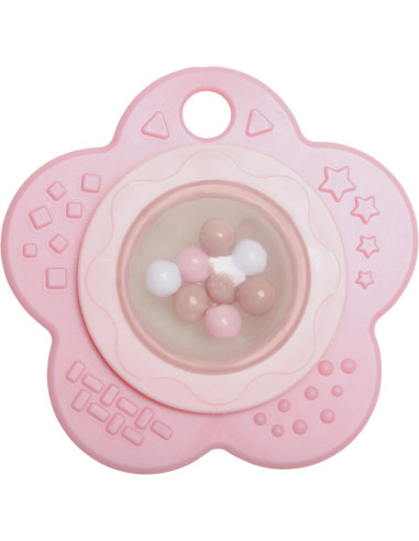 Baby teething ring rattle - Pink