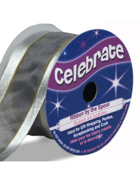 Celebrate silver organza ribbon - 32 mm x 4 m