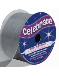 Celebrate silver organza ribbon - 32 mm x 5 m