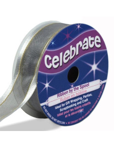 Celebrate silver organza ribbon - 20 mm x 4 m