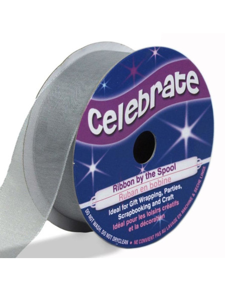 Celebrate silver organza ribbon - 20 mm x 5 m