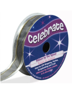 Celebrate silver organza ribbon - 15 mm x 5 m