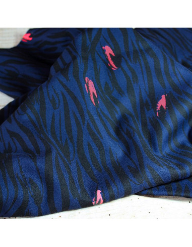 Blue Zebra Viscose Crepe Fabric - Églantine & Zoé