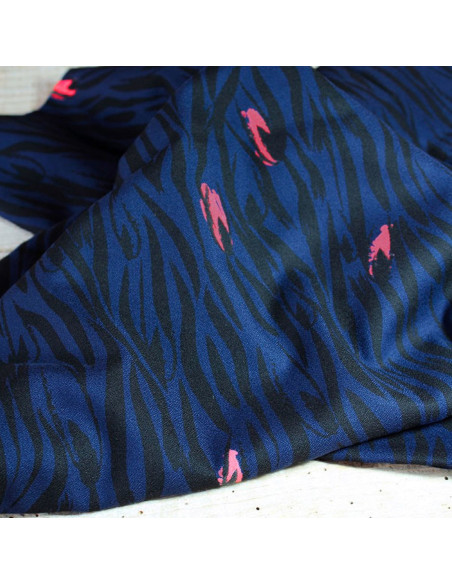 Blue Zebra Viscose Crepe Fabric - Églantine & Zoé