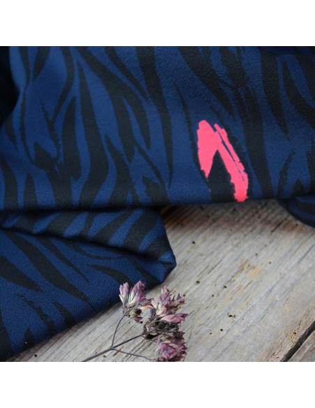 Blue Zebra Viscose Crepe Fabric - Églantine & Zoé