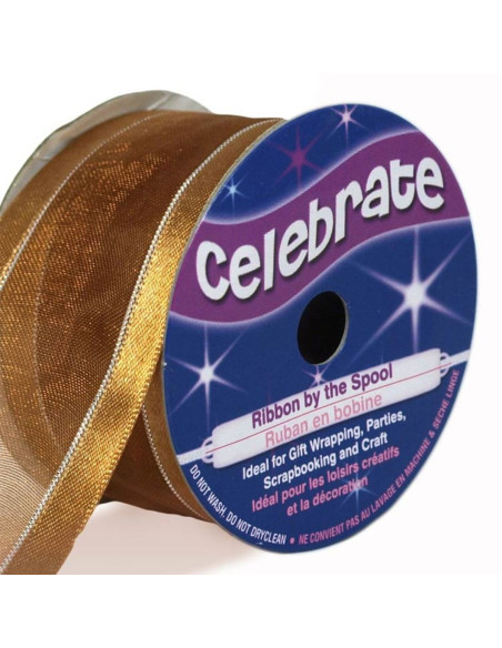 Celebrate gold organza ribbon - 32 mm x 4 m