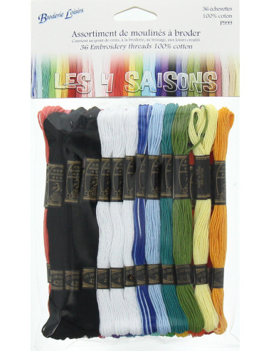 Assortment of 36 embroidery threads