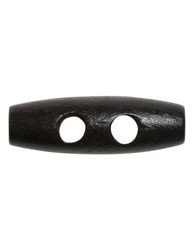 Set of 6 dark brown wood toggle buttons, 30 mm