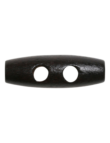 Set of 6 dark brown wood toggle buttons, 30 mm