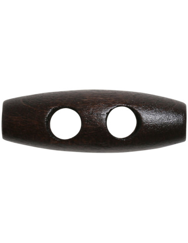 Set of 6 dark brown wood toggle buttons 35 mm