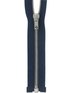 Separating metal zipper - Navy with silver teeth