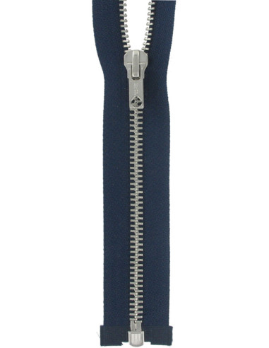 Separating metal zipper - Navy with silver teeth