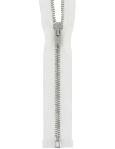 Separating metal zipper - White with silver teeth
