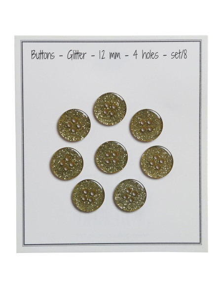Set of 8 Glitter Buttons 12 mm - Green