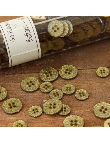 Set of 8 Glitter Buttons 12 mm - Green