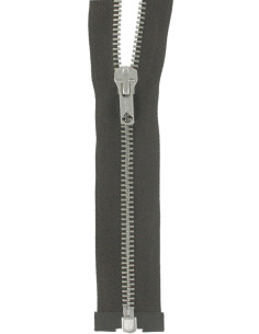 Separating metal zipper - Brown with silver teeth
