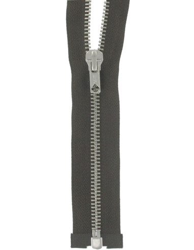 Separating metal zipper - Brown with silver teeth
