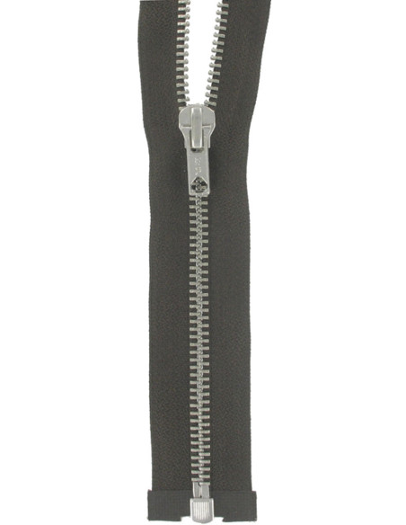 Separating metal zipper - Brown with silver teeth