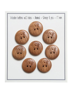 Set of 8 wooden buttons 17 mm - Sheep