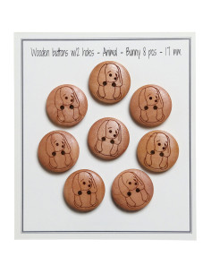 Set of 8 wooden buttons 17 mm - Rabbit