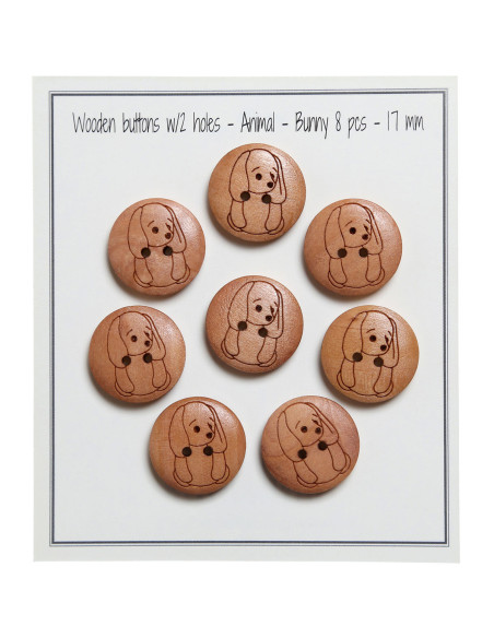 Set of 8 wooden buttons 17 mm - Rabbit