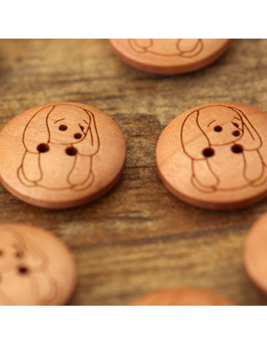 Set of 8 wooden buttons 17 mm - Rabbit