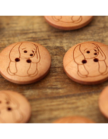Set of 8 wooden buttons 17 mm - Rabbit