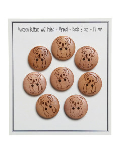 Set of 8 wooden buttons 17 mm - Koala
