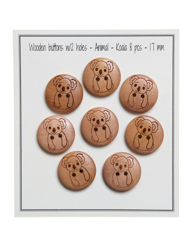 Set of 8 wooden buttons 17 mm - Koala